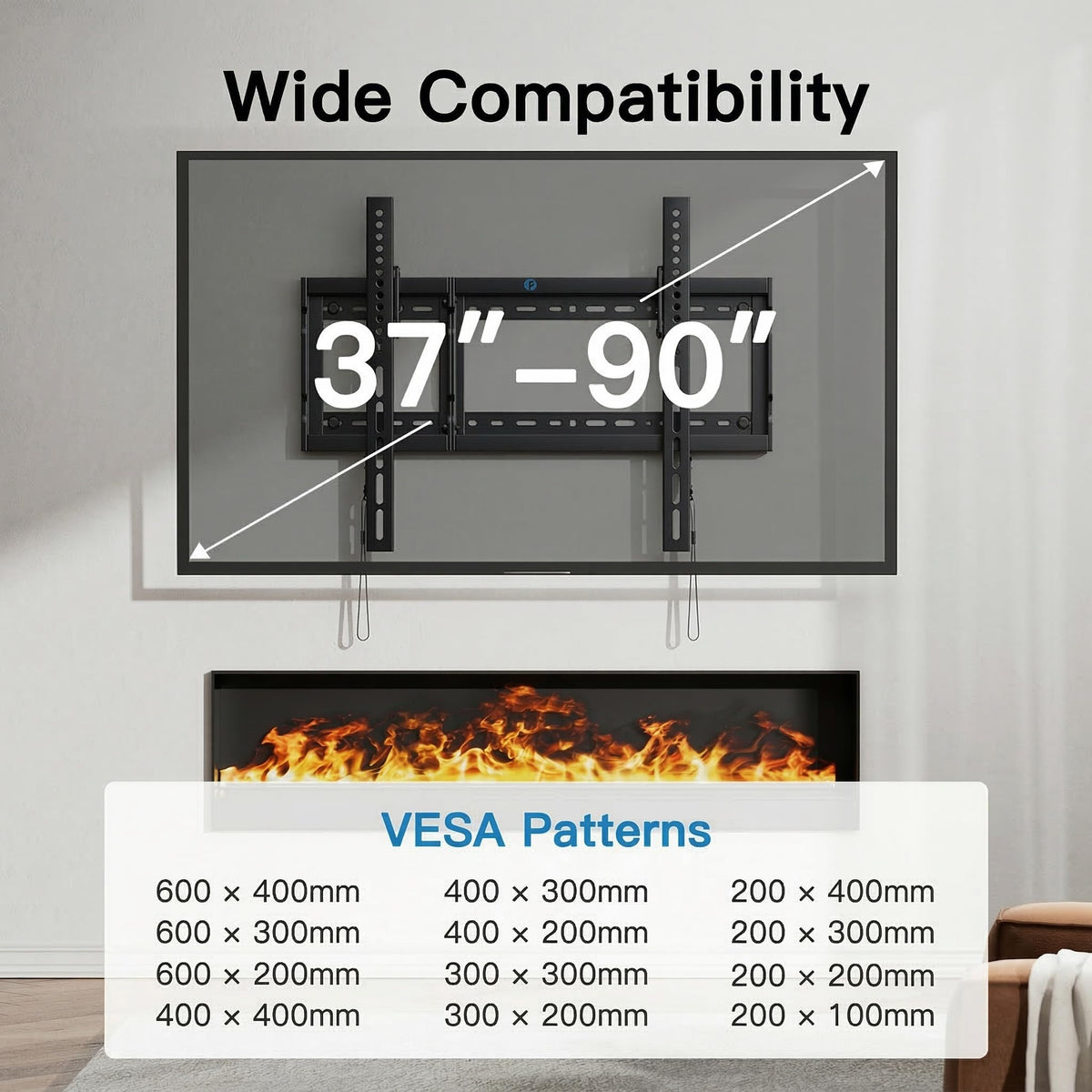 Pipishell TV Wall Mount for 26-74 inch LED LCD OLED 4K TVs up to 99lbs, Full Motion TV Mount Bracket Articulating Swivel Extension Tilting Leveling Max VESA 400x400mm, Fits 12/16 Inch Wood Studs