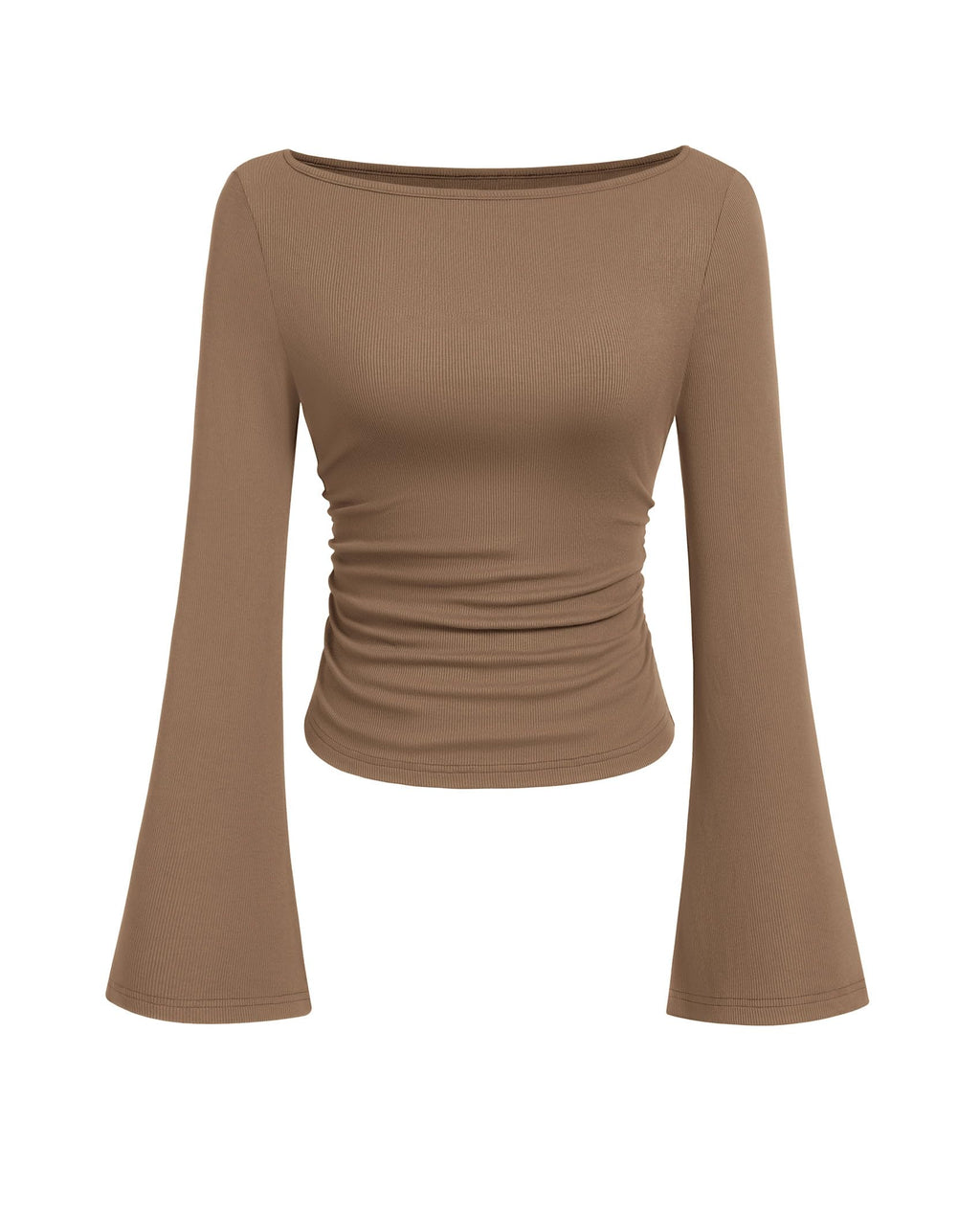 PRETTYGARDEN Womens Bell Long Sleeve Ribbed Knit Tops