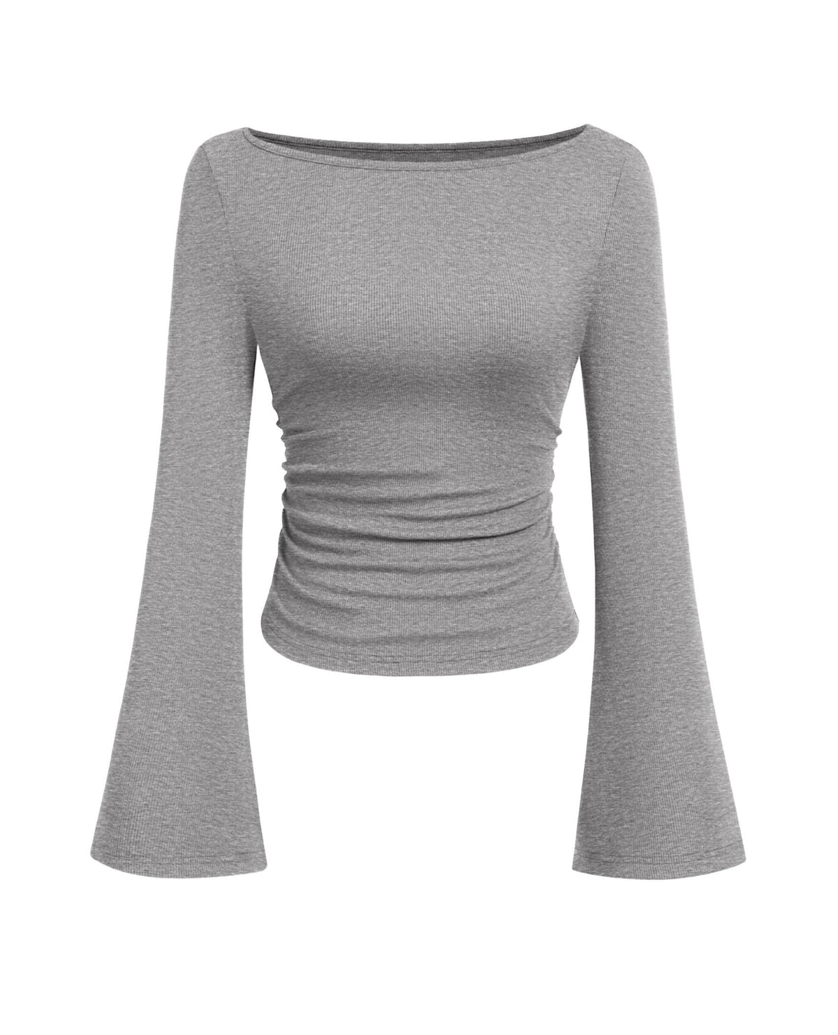 PRETTYGARDEN Womens Bell Long Sleeve Ribbed Knit Tops