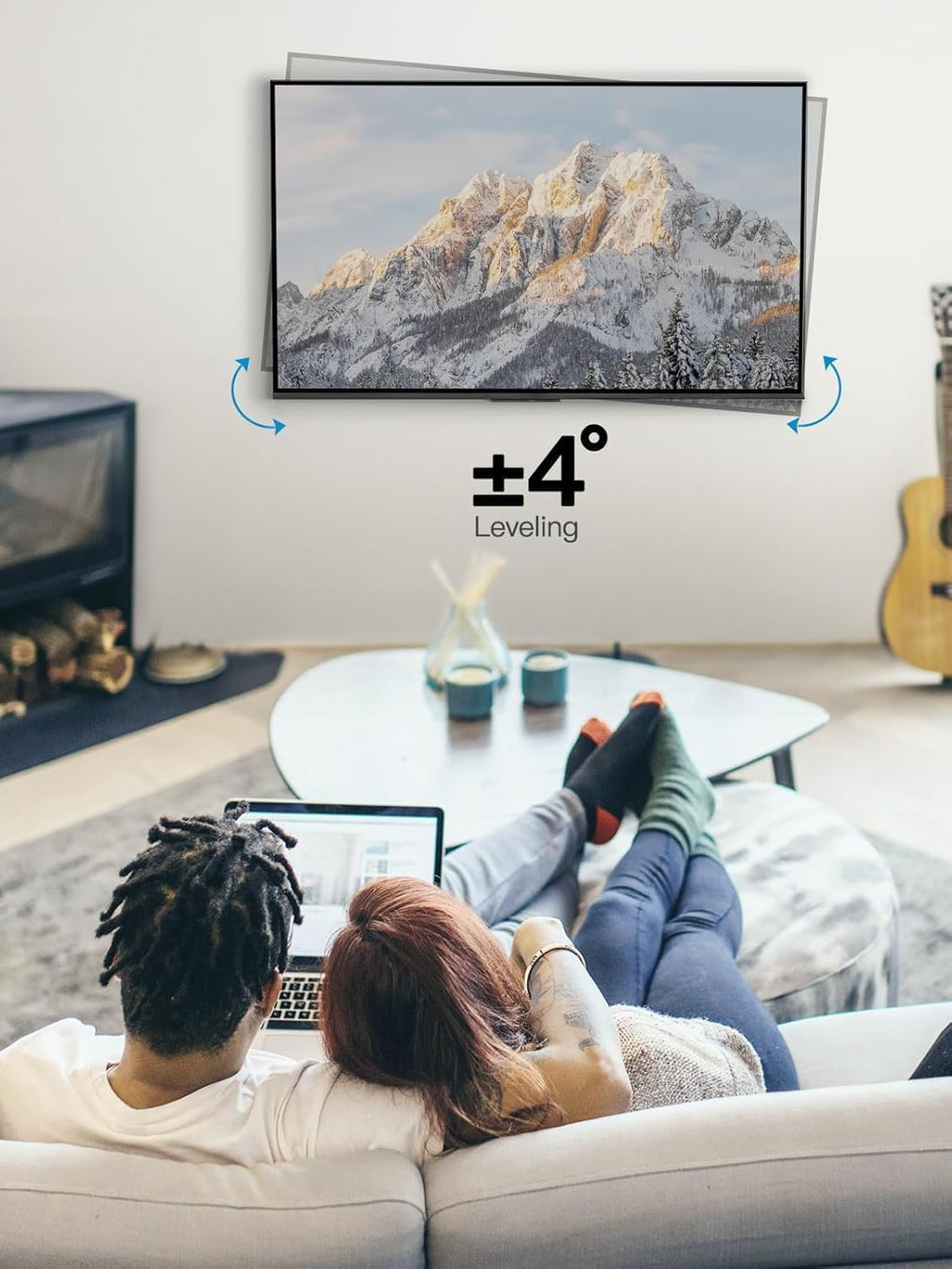 Pipishell TV Wall Mount for 26-74 inch LED LCD OLED 4K TVs up to 99lbs, Full Motion TV Mount Bracket Articulating Swivel Extension Tilting Leveling Max VESA 400x400mm, Fits 12/16 Inch Wood Studs