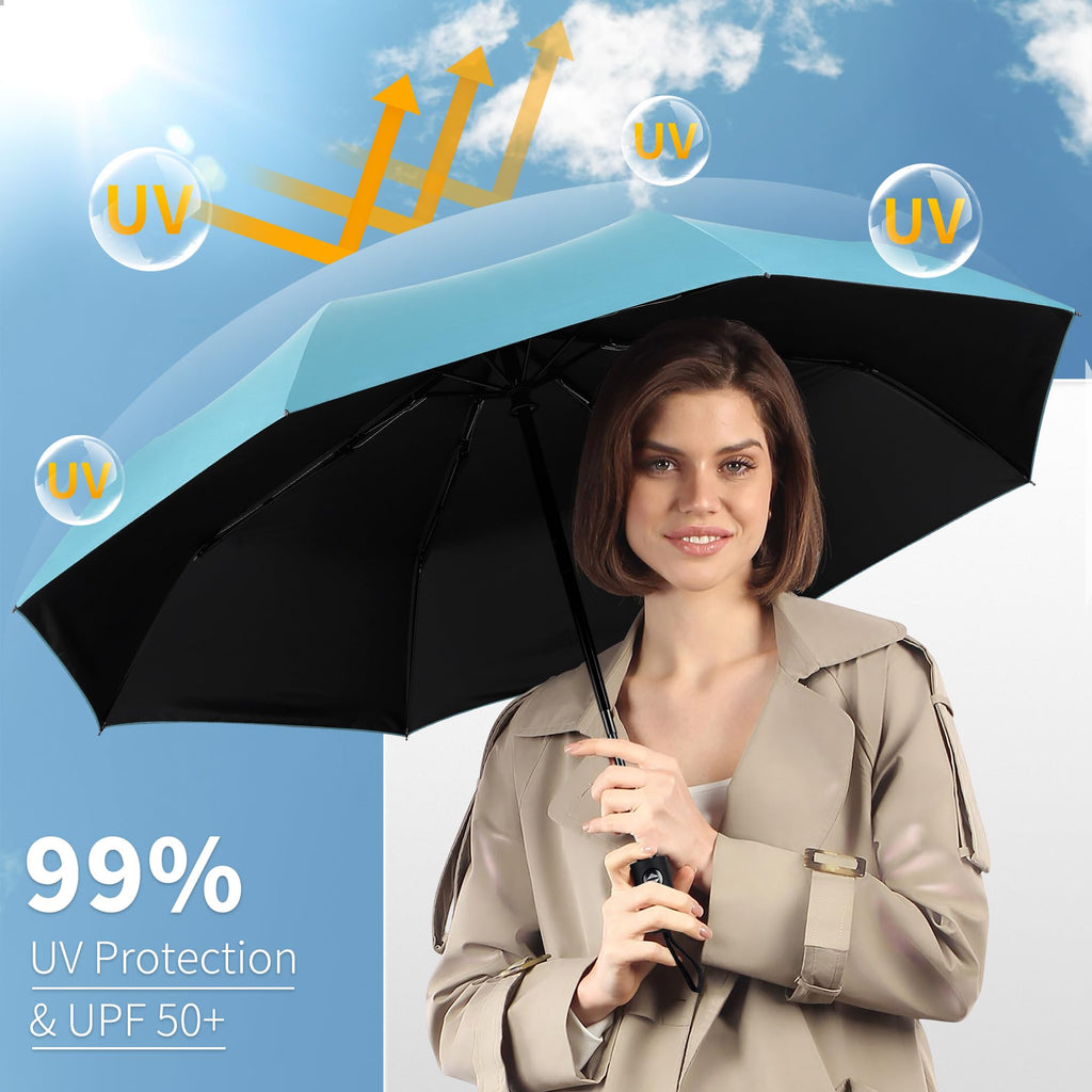Seniny Windproof Travel Umbrella, Automatic Umbrellas for Rain, Portable & Compact Umbrellas for Backpack, Strong UV for Protection, Folding Small Sun Umbrella for Car, Walking
