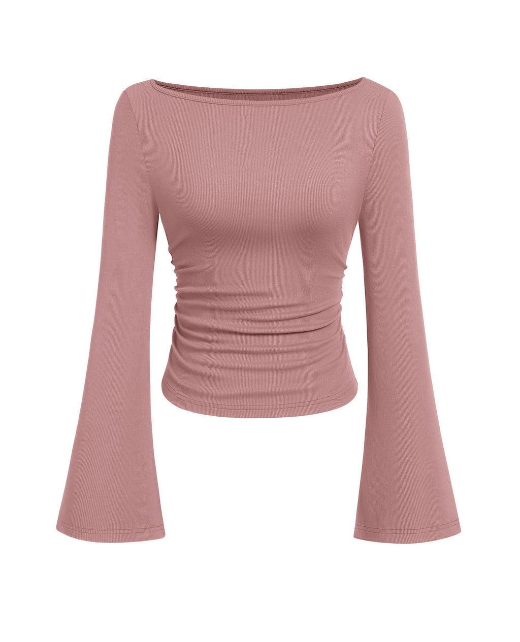 PRETTYGARDEN Womens Bell Long Sleeve Ribbed Knit Tops