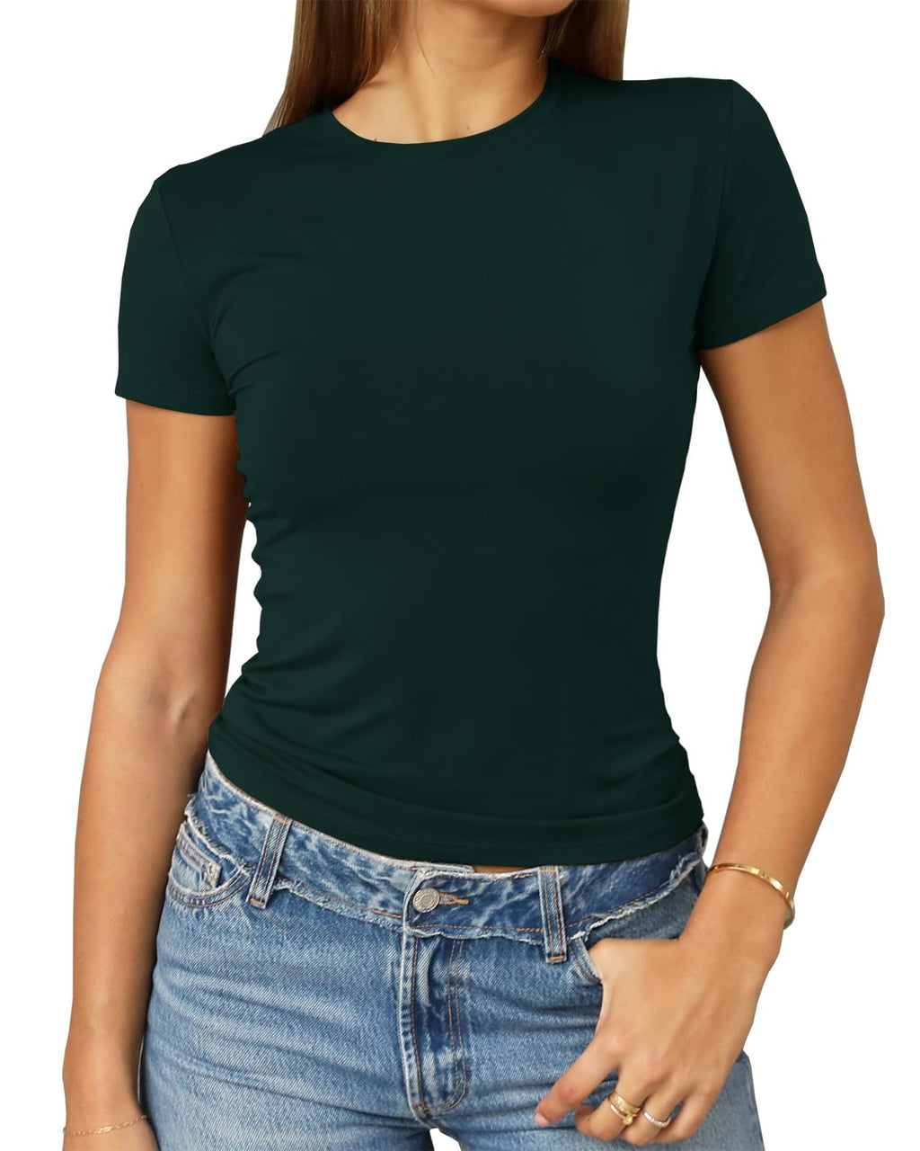 Abardsion Women's Casual Basic Slim Fit T Shirts