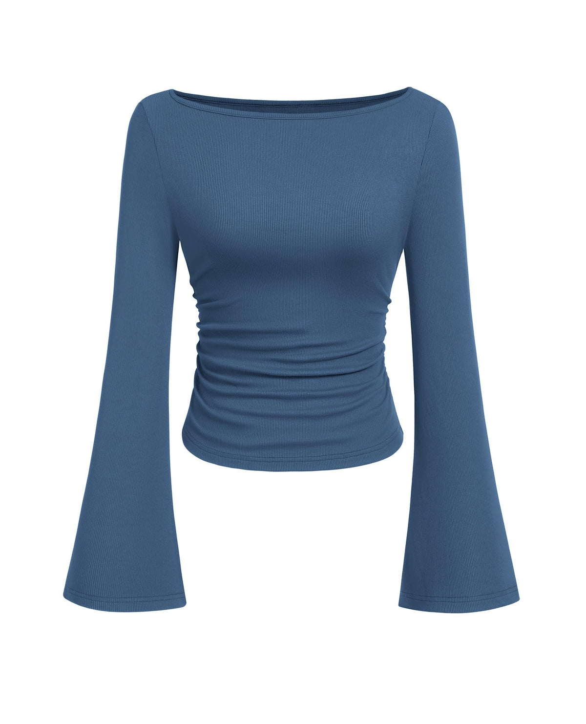 PRETTYGARDEN Womens Bell Long Sleeve Ribbed Knit Tops