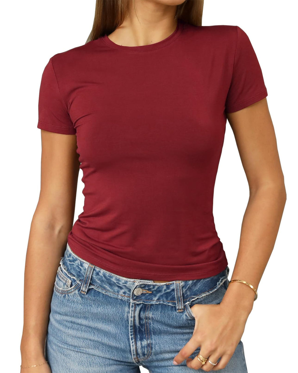 Abardsion Women's Casual Basic Slim Fit T Shirts