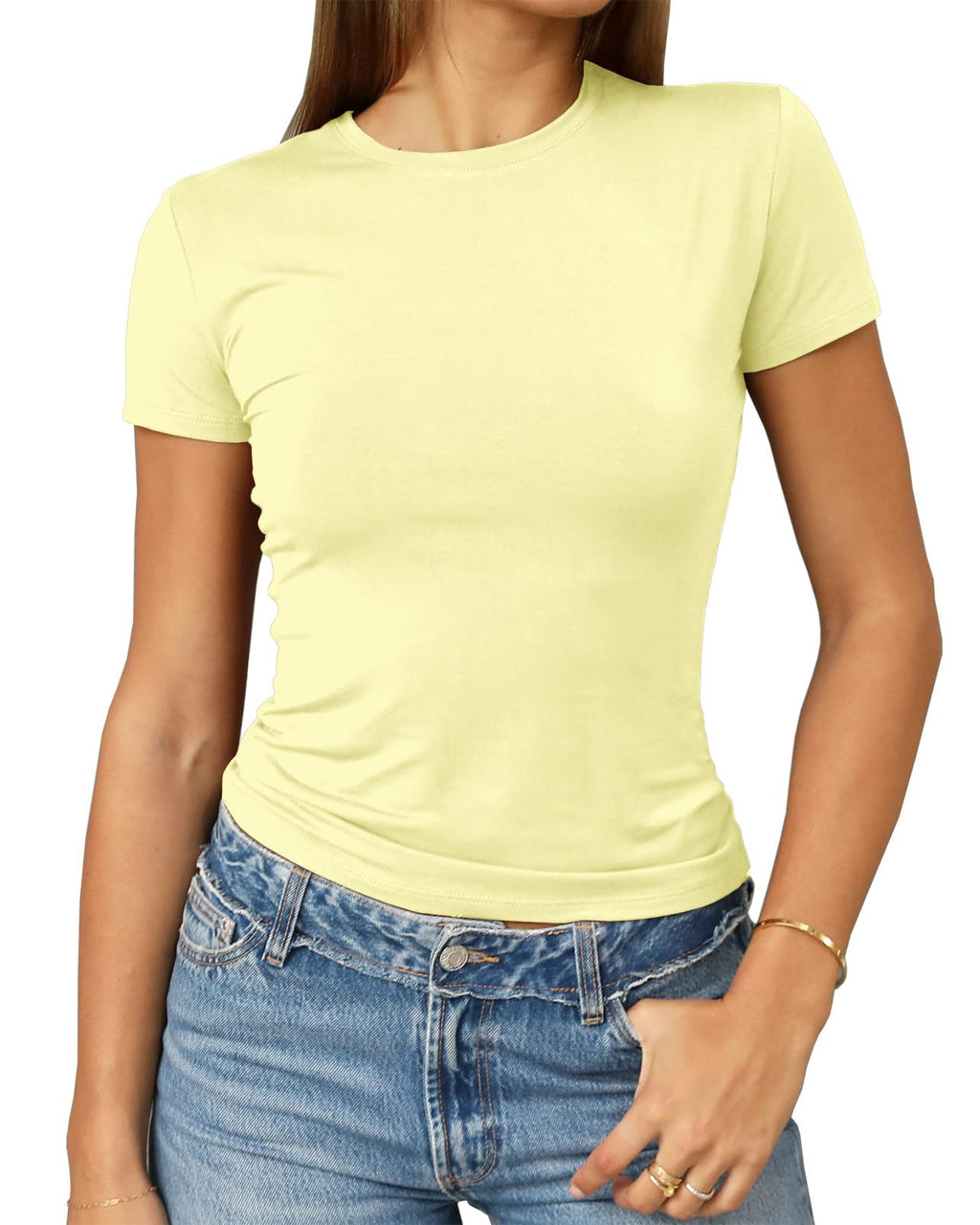 Abardsion Women's Casual Basic Slim Fit T Shirts