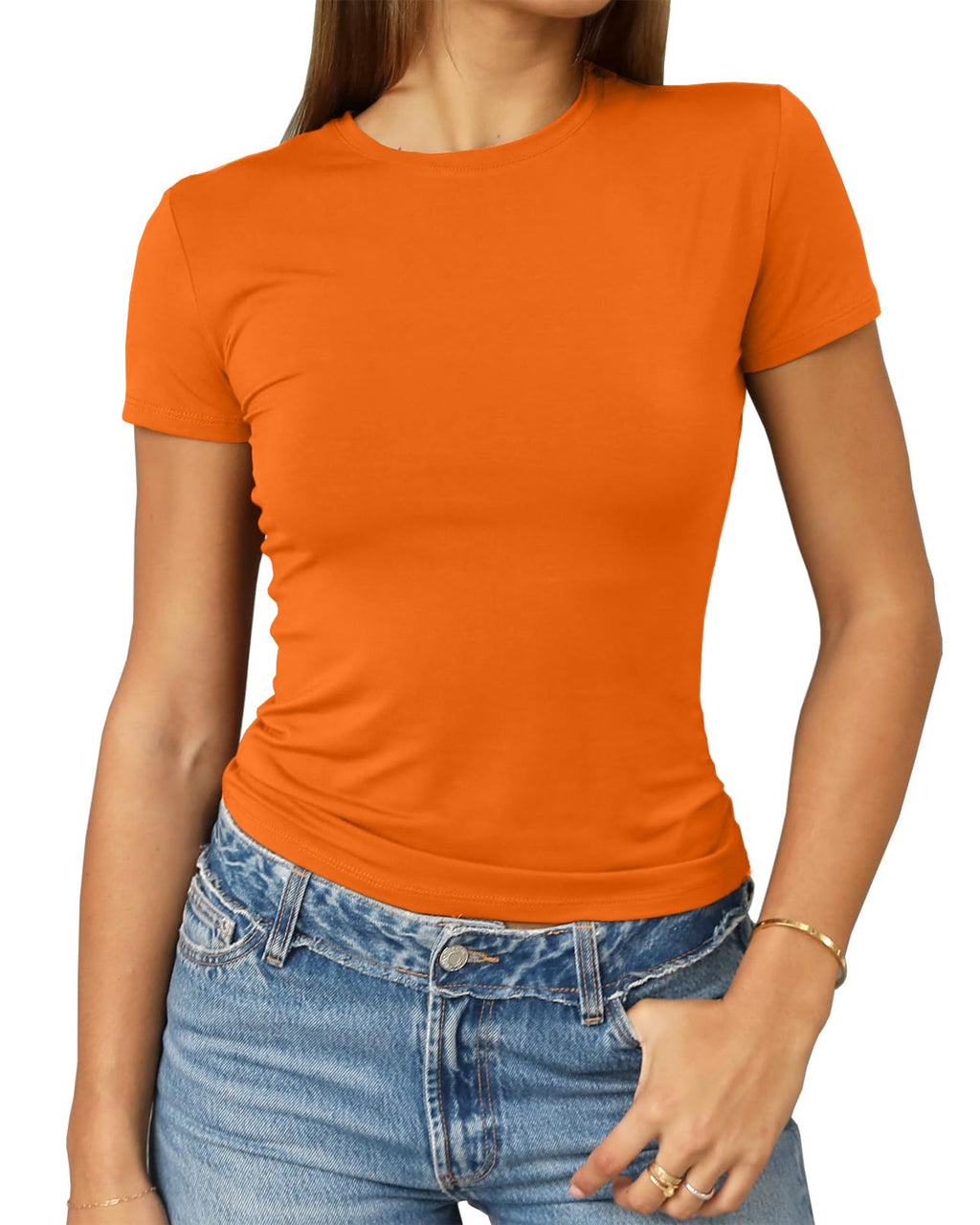 Abardsion Women's Casual Basic Slim Fit T Shirts