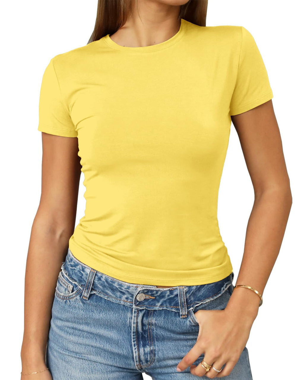 Abardsion Women's Casual Basic Slim Fit T Shirts