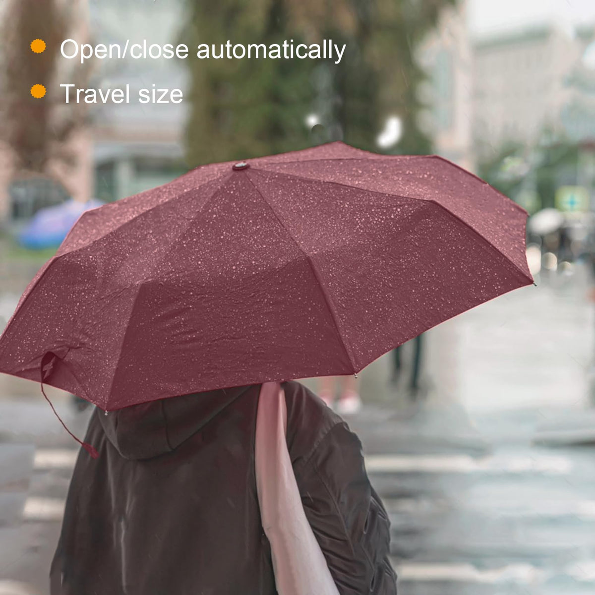 SIEPASA Windproof Travel Umbrella - Automatic Compact Folding Umbrella for Rain, Small Portable Windproof Umbrellas for Men Women and Teenagers (Navy Blue)