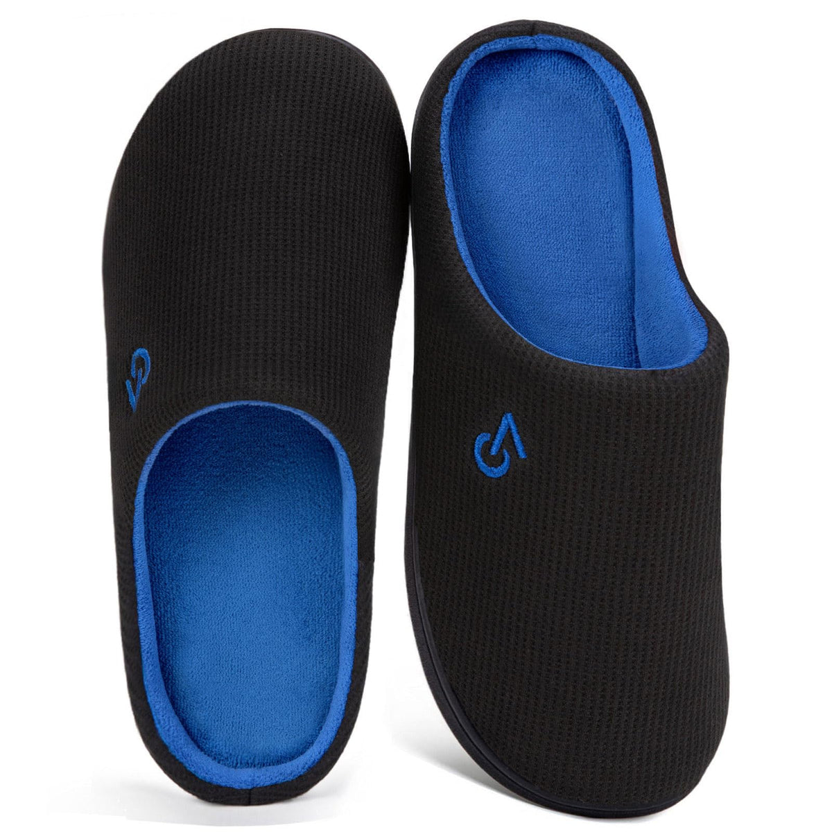 VeraCosy Men's Two-Tone House Slippers Memory Foam Indoor Rubber Sole