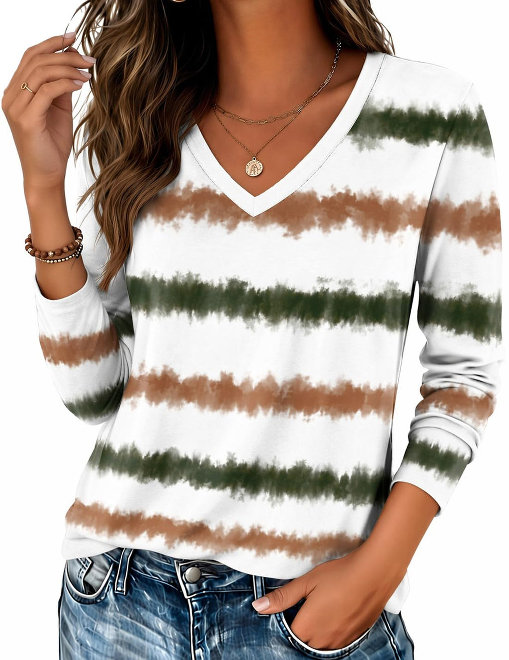 Zeagoo Womens Shirts Long Sleeve Tops V Neck Casual Basic Tee Fall Outfits