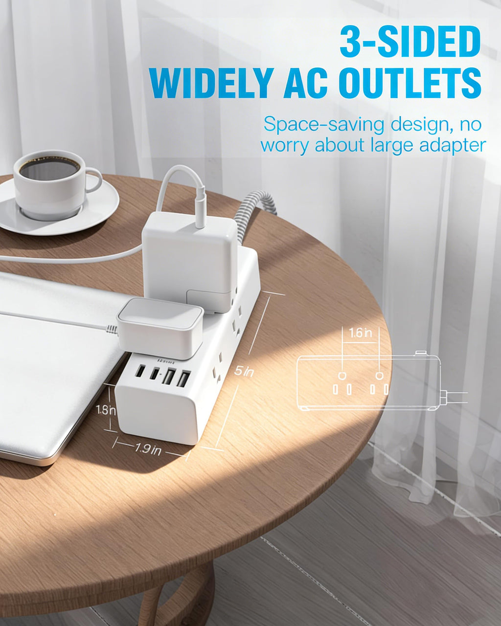 Surge Protector Power Strip 10Ft Long Extension Cord with Multiple Outlets