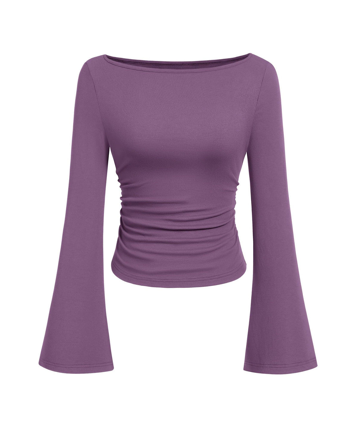 PRETTYGARDEN Womens Bell Long Sleeve Ribbed Knit Tops