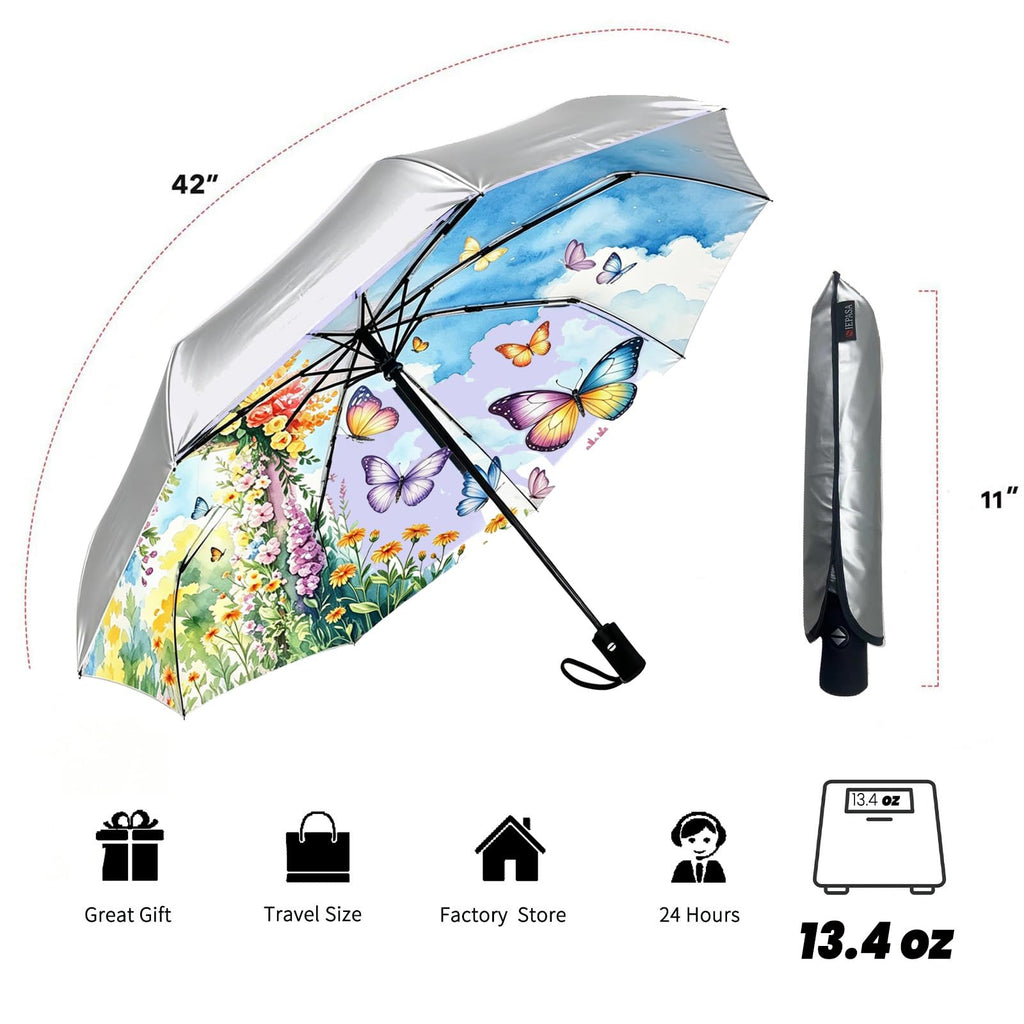 SIEPASA Windproof Travel Umbrella - Automatic Compact Folding Umbrella for Rain, Small Portable Windproof Umbrellas for Men Women and Teenagers (Navy Blue)