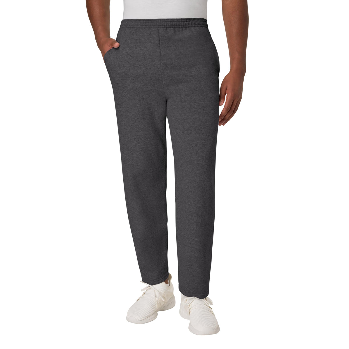 Hanes Men's EcoSmart Sweatpants, Athletic Lounge Pants with Pockets, Open Hem Bottom, Fleece Pants