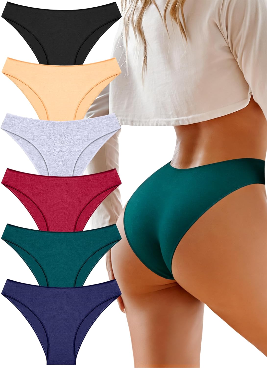 Cotton Underwear Women Sexy Cheeky Bikini Panties Lingerie Outfits 6 pack