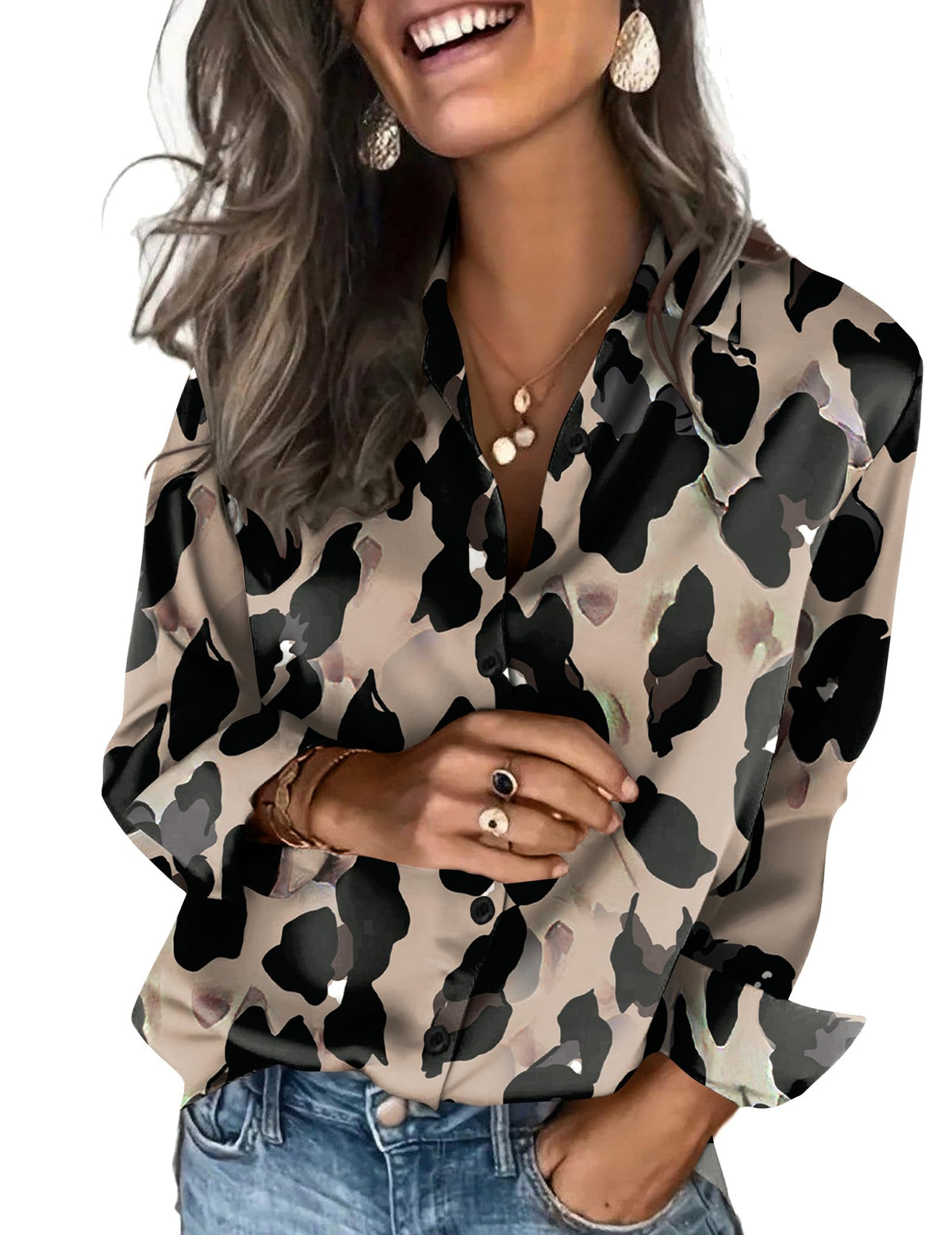 Zeagoo Satin Blouses for Women Silk Button Down Shirts Long Sleeve Tops