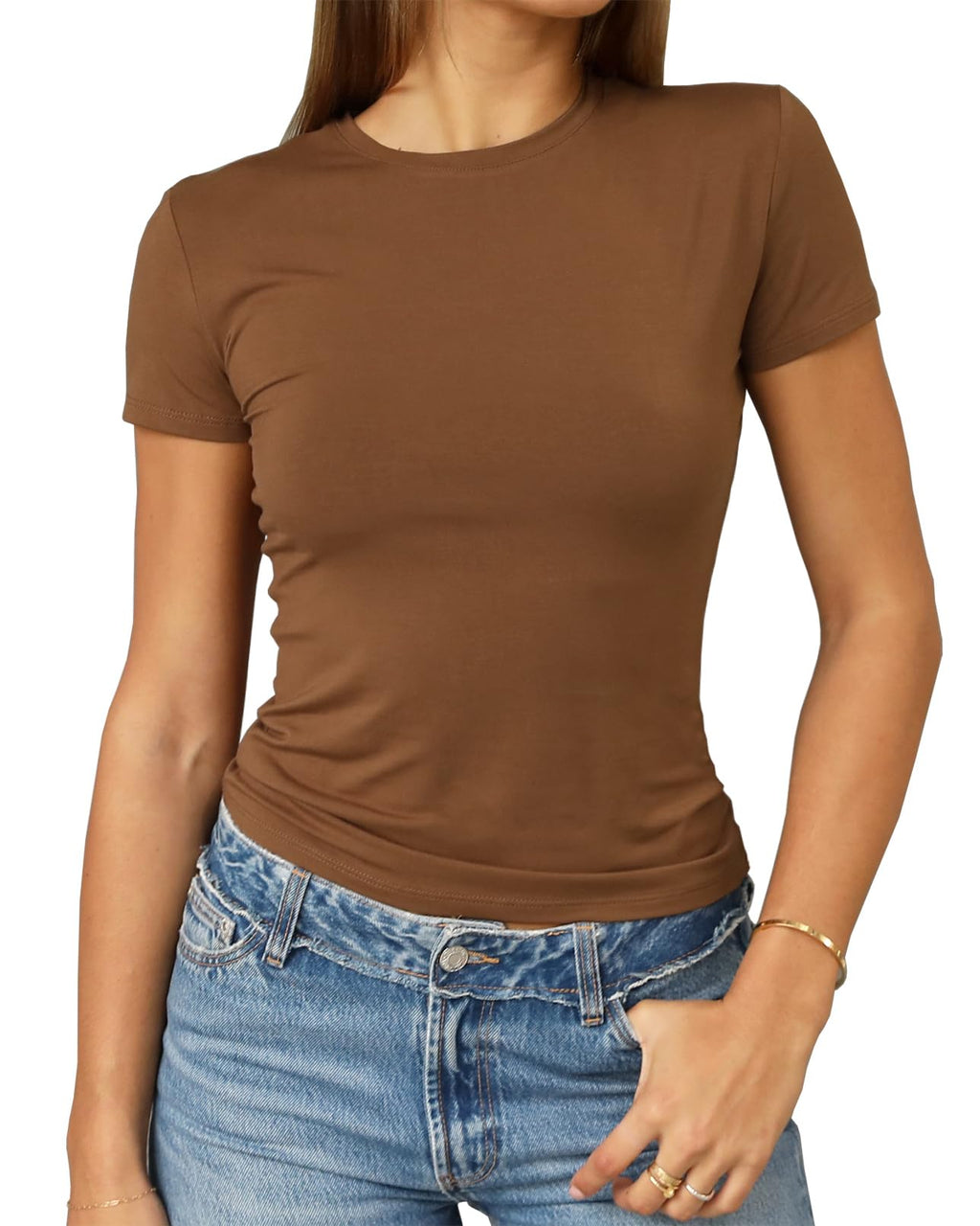 Abardsion Women's Casual Basic Slim Fit T Shirts