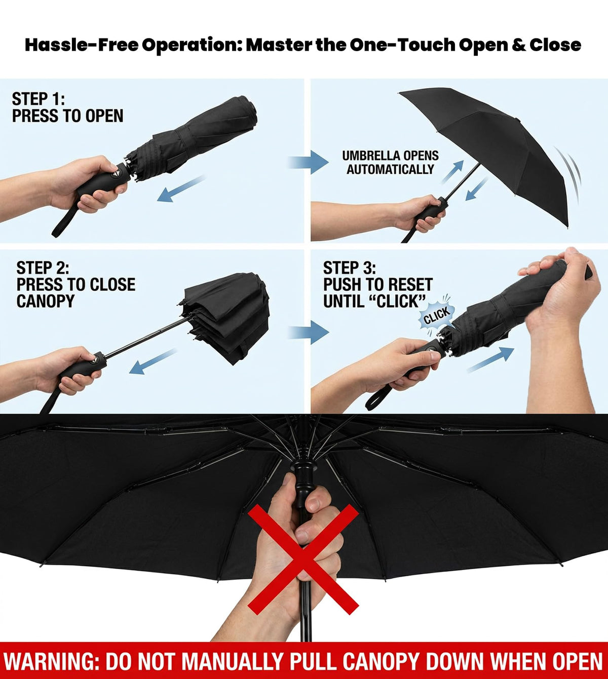 SIEPASA Windproof Travel Umbrella - Automatic Compact Folding Umbrella for Rain, Small Portable Windproof Umbrellas for Men Women and Teenagers (Navy Blue)