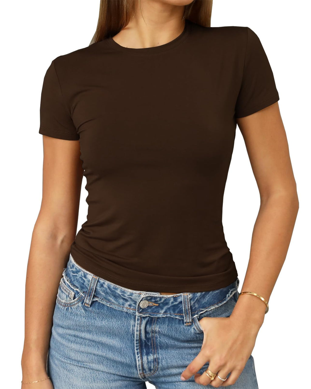 Abardsion Women's Casual Basic Slim Fit T Shirts
