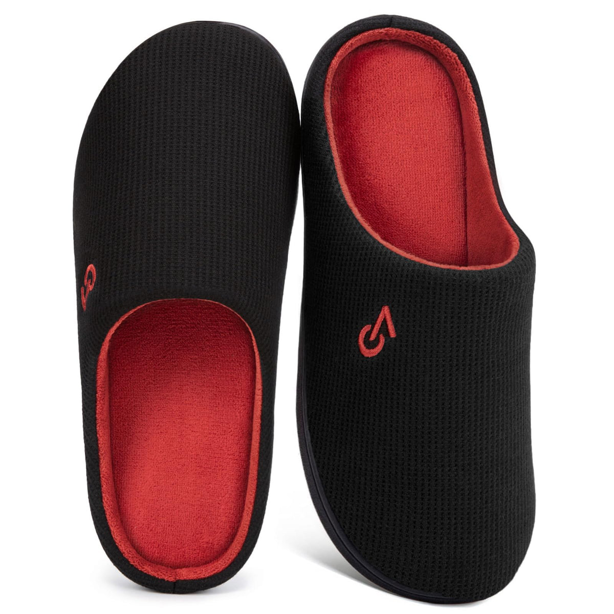 VeraCosy Men's Two-Tone House Slippers Memory Foam Indoor Rubber Sole