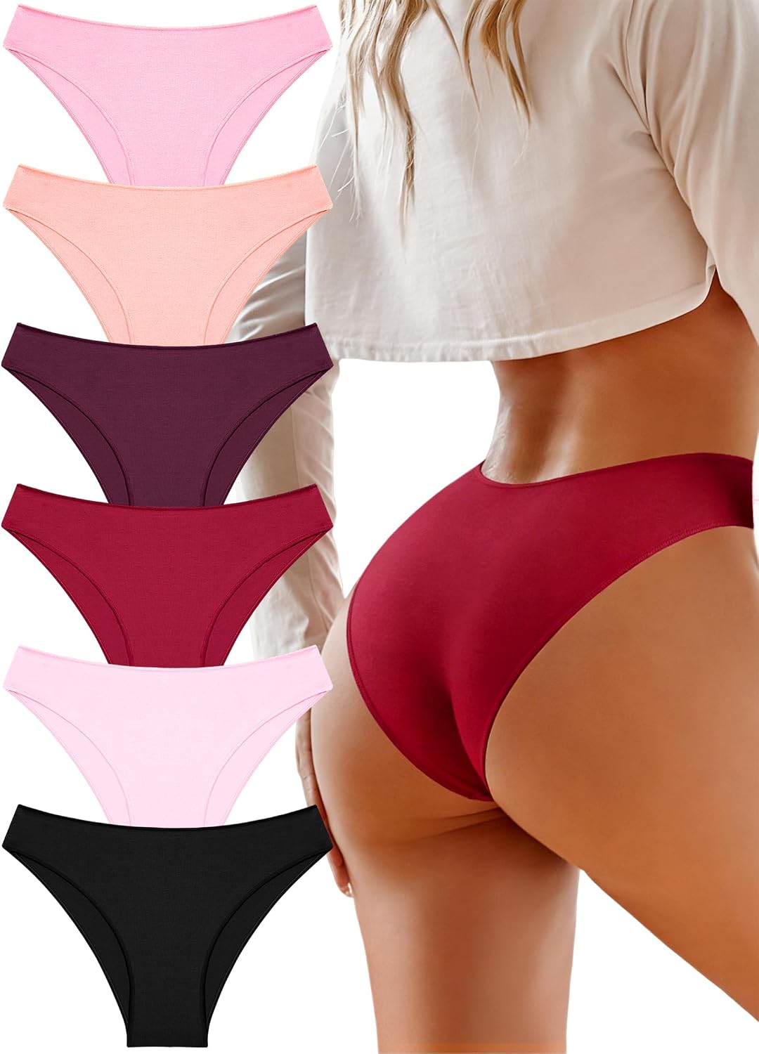 Cotton Underwear Women Sexy Cheeky Bikini Panties Lingerie Outfits 6 pack