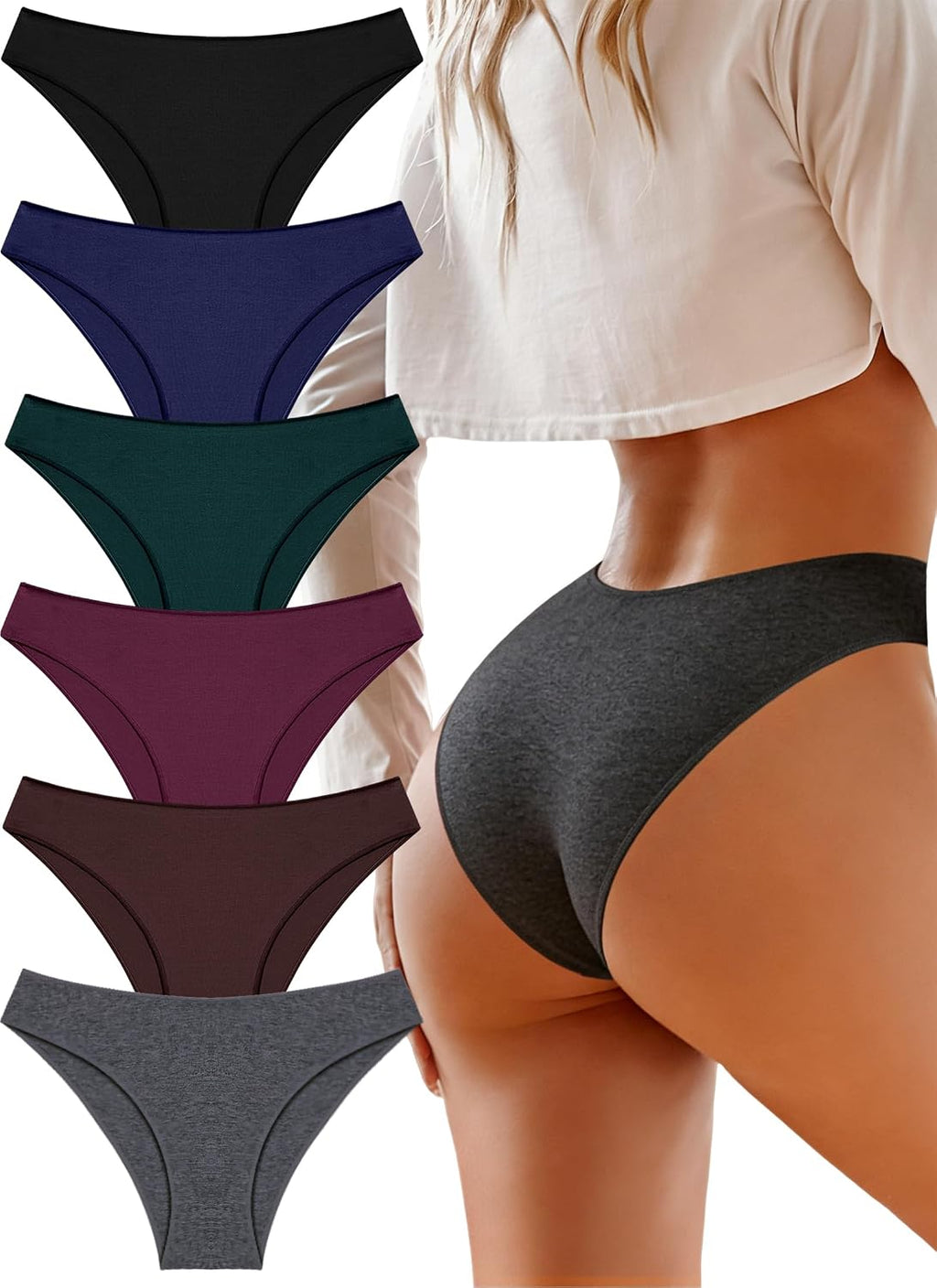 Cotton Underwear Women Sexy Cheeky Bikini Panties Lingerie Outfits 6 pack