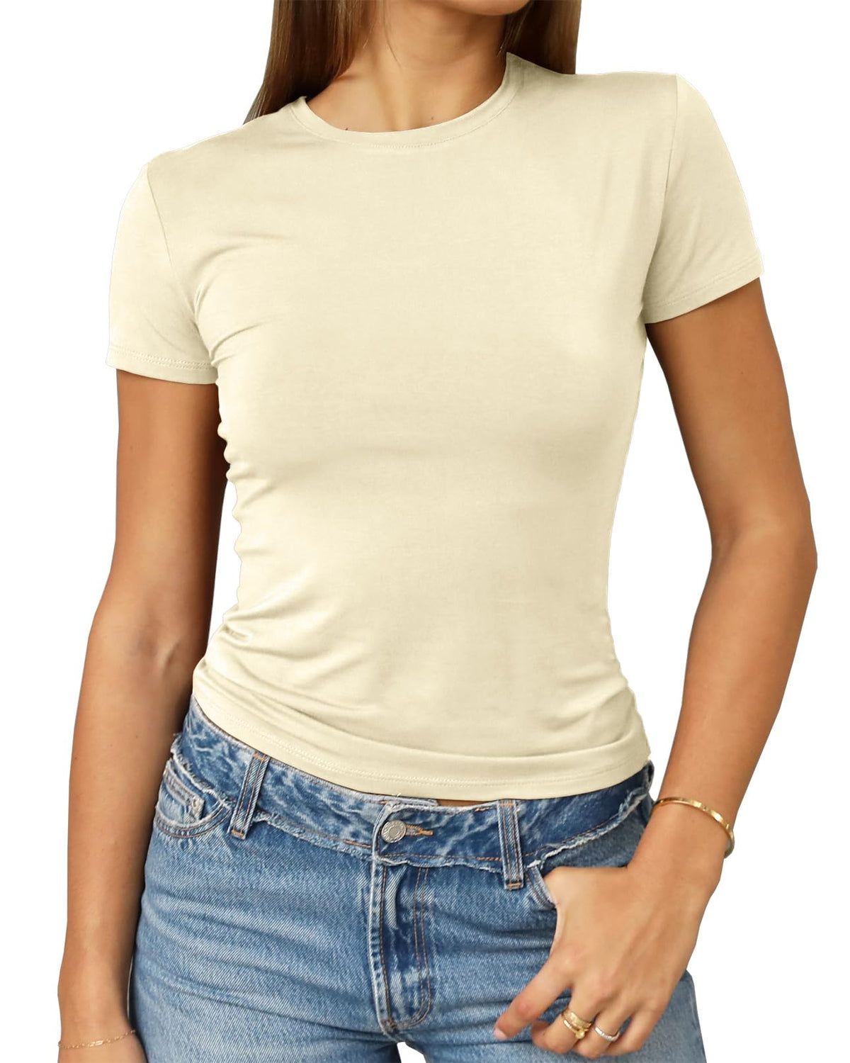 Abardsion Women's Casual Basic Slim Fit T Shirts