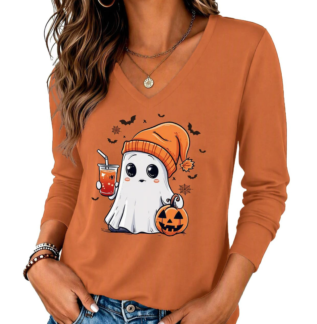 Zeagoo Womens Shirts Long Sleeve Tops V Neck Casual Basic Tee Fall Outfits