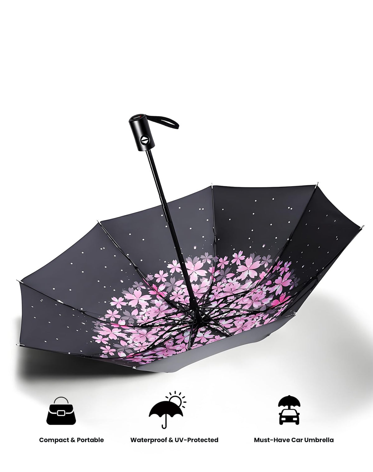 SIEPASA Windproof Travel Umbrella - Automatic Compact Folding Umbrella for Rain, Small Portable Windproof Umbrellas for Men Women and Teenagers (Navy Blue)