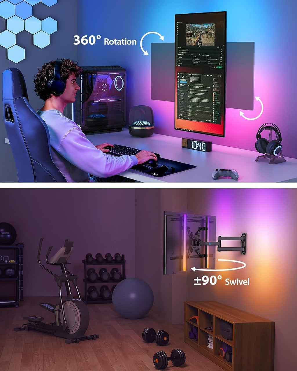 Pipishell TV Wall Mount for 26-74 inch LED LCD OLED 4K TVs up to 99lbs, Full Motion TV Mount Bracket Articulating Swivel Extension Tilting Leveling Max VESA 400x400mm, Fits 12/16 Inch Wood Studs