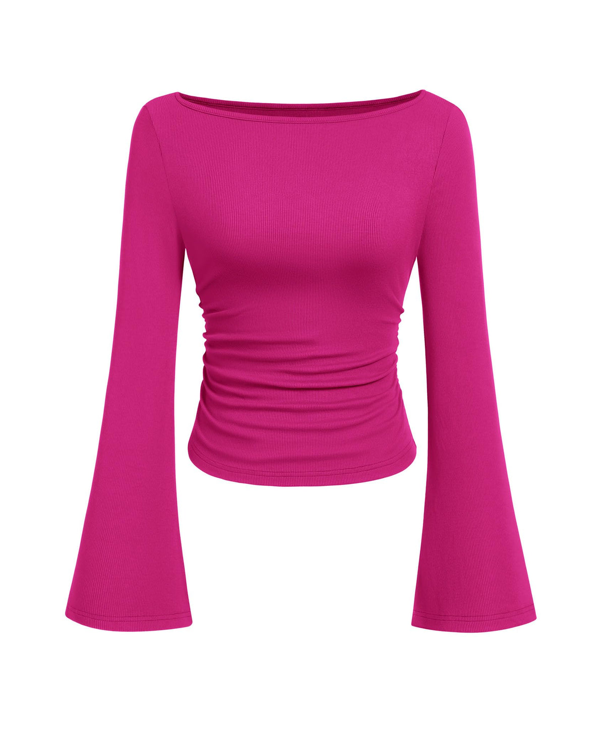 PRETTYGARDEN Womens Bell Long Sleeve Ribbed Knit Tops