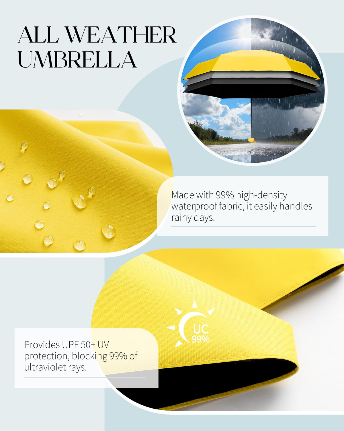Seniny Mini Travel Umbrella with Case, Compact Pocket Size UV Sun & Rain