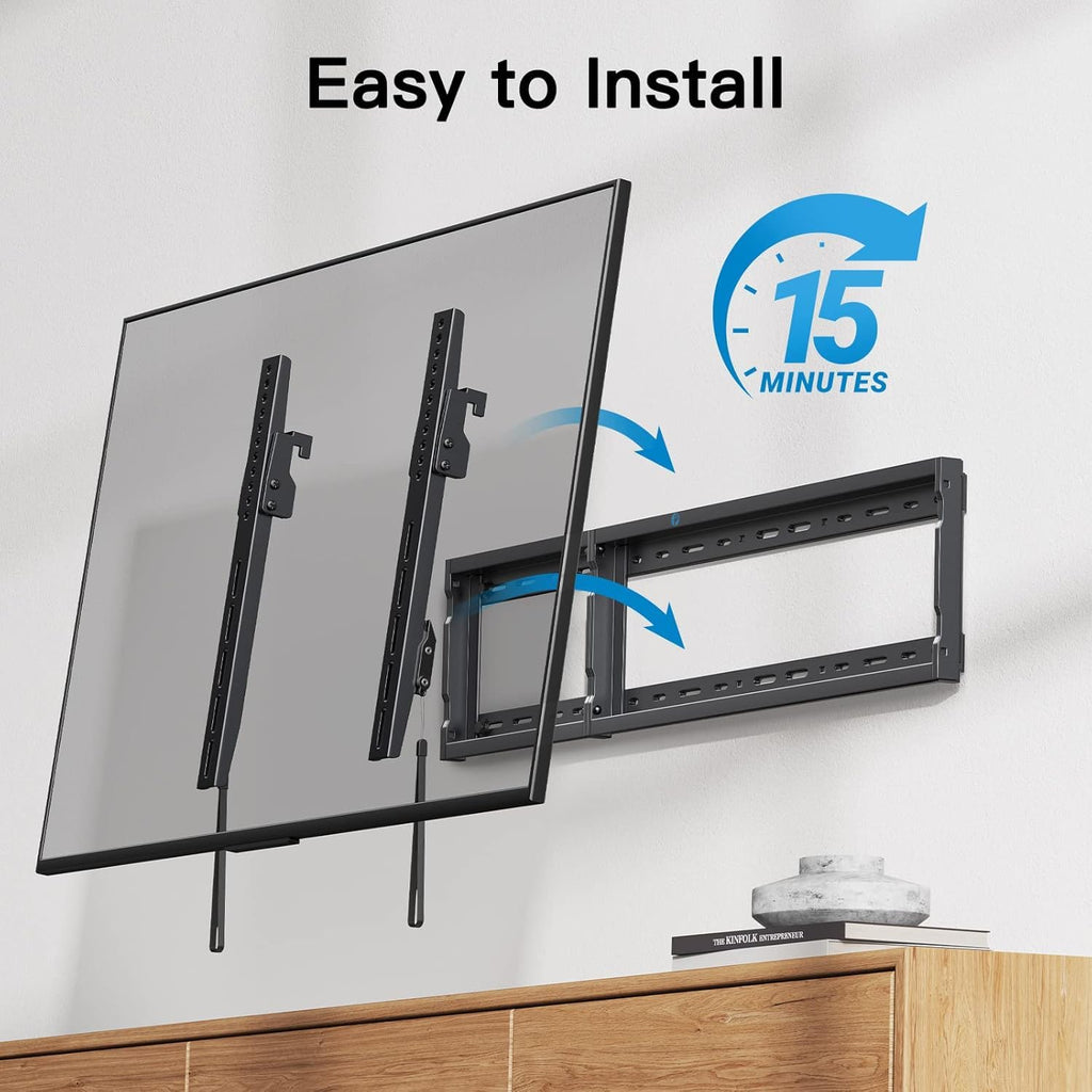 Pipishell TV Wall Mount for 26-74 inch LED LCD OLED 4K TVs up to 99lbs, Full Motion TV Mount Bracket Articulating Swivel Extension Tilting Leveling Max VESA 400x400mm, Fits 12/16 Inch Wood Studs