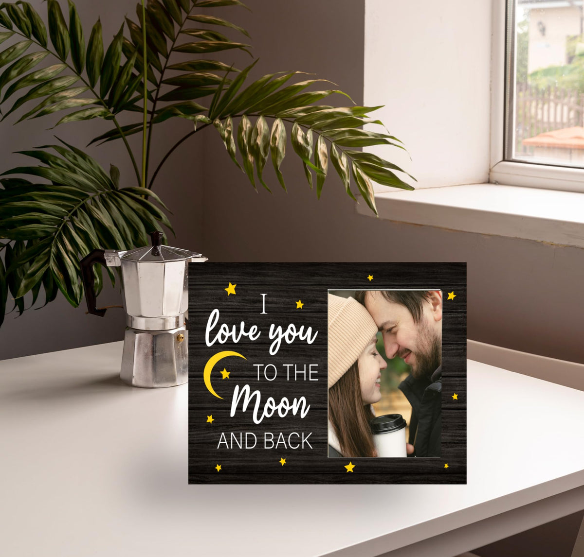 CAIFZ I Love You to the Moon and Back Picture Frame 4x6 Gift for Couple