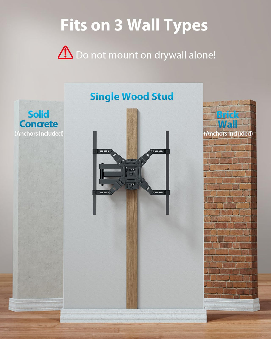 Pipishell TV Wall Mount for 26-74 inch LED LCD OLED 4K TVs up to 99lbs, Full Motion TV Mount Bracket Articulating Swivel Extension Tilting Leveling Max VESA 400x400mm, Fits 12/16 Inch Wood Studs