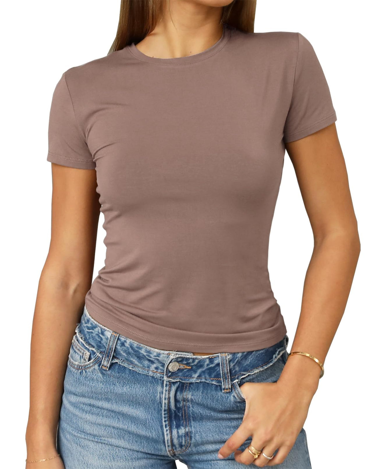 Abardsion Women's Casual Basic Slim Fit T Shirts