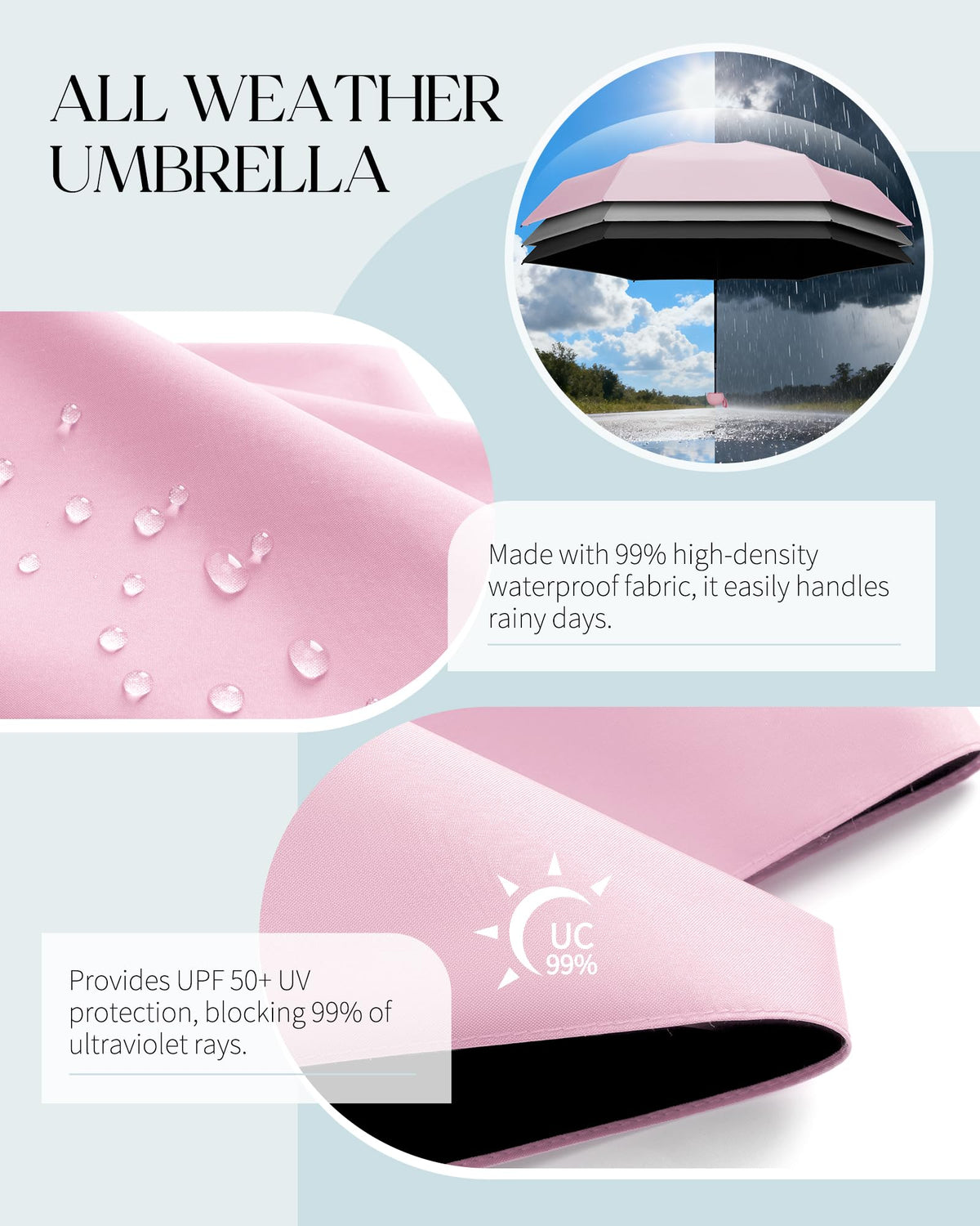 Seniny Mini Travel Umbrella with Case, Compact Pocket Size UV Sun & Rain