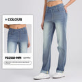 Cuffed Knitted Denim Straight-Leg Pants For Women
