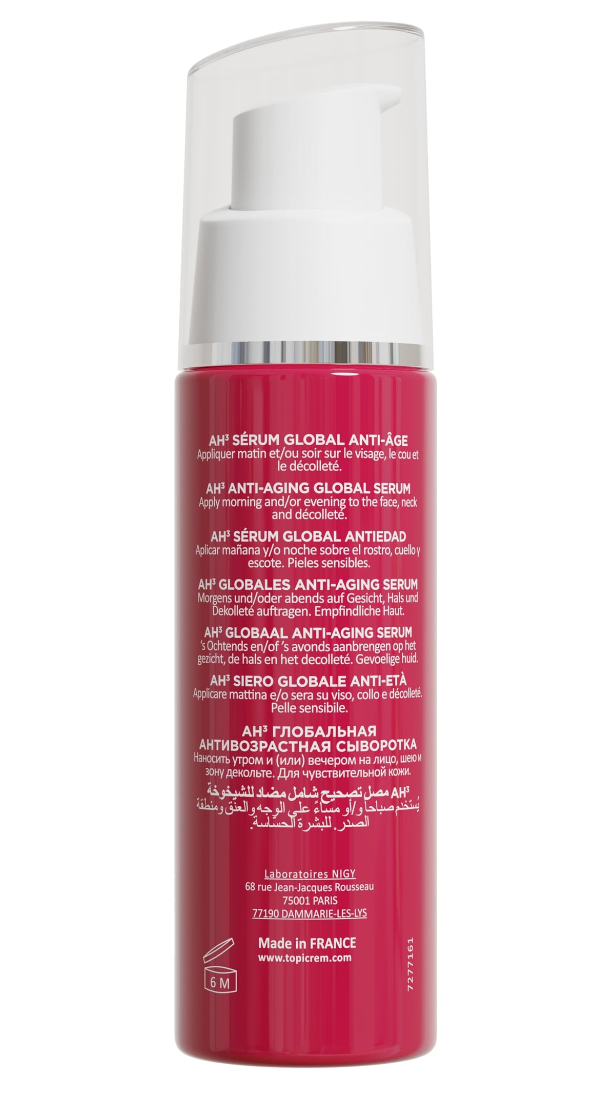 Topicrem Anti-Aging Serum AH3 Global - Hydrating, Anti-Wrinkle, Brightening Serum for Aging Skin with Hyaluronic Acid, Vitamin C & Niacinamide