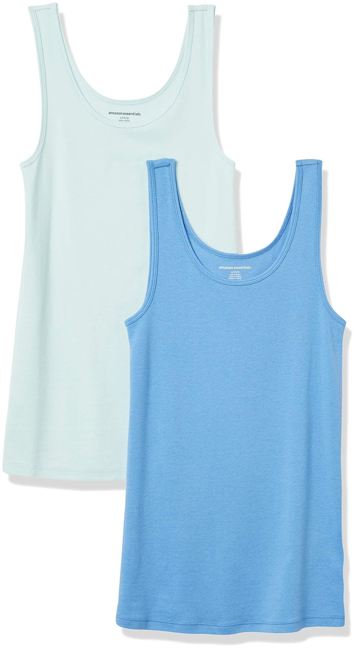 Amazon Essentials Women's Slim-Fit Ribbed Scoop Neck Tank Tops, Pack of 2