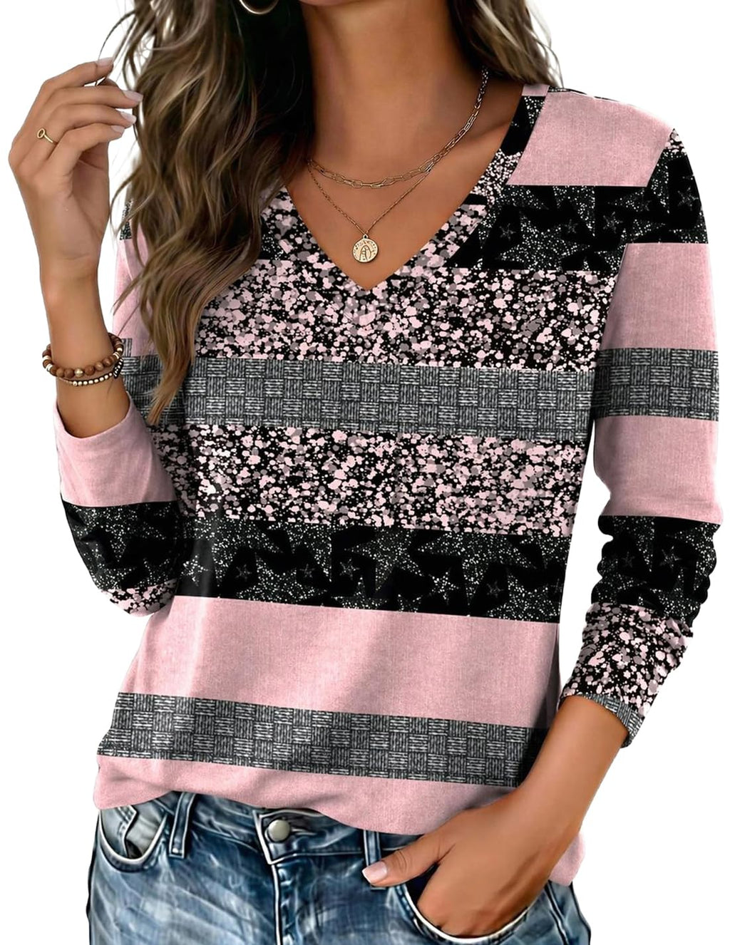 Zeagoo Womens Shirts Long Sleeve Tops V Neck Casual Basic Tee Fall Outfits