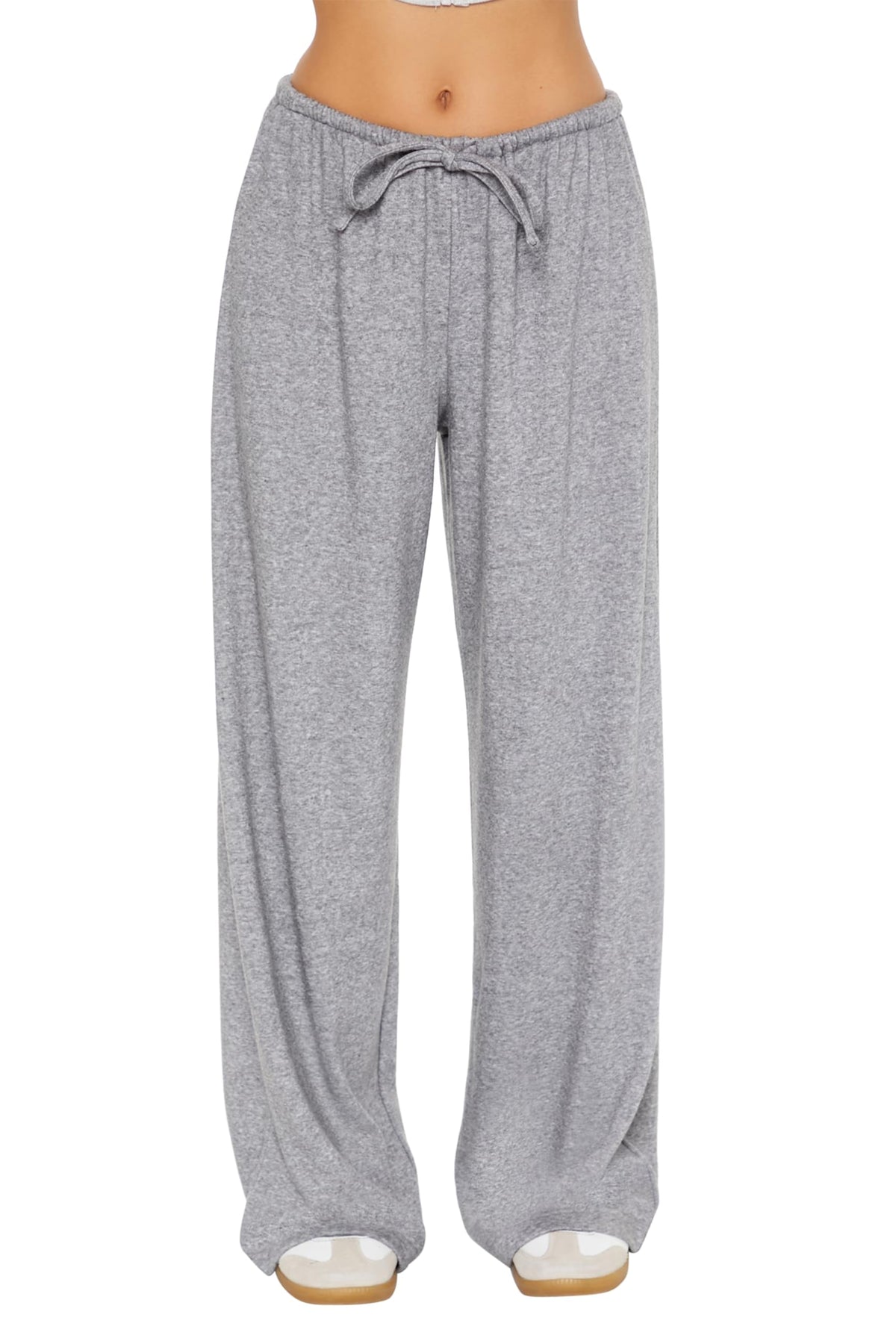 Forever 21 Ribbed Knit High-Rise Pants Dark Grey Size M