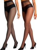 HONENNA Sheer Tights for Women 2 Pairs Ultra Thin Reinforced T Crotch Control Top Pantyhose Stockings