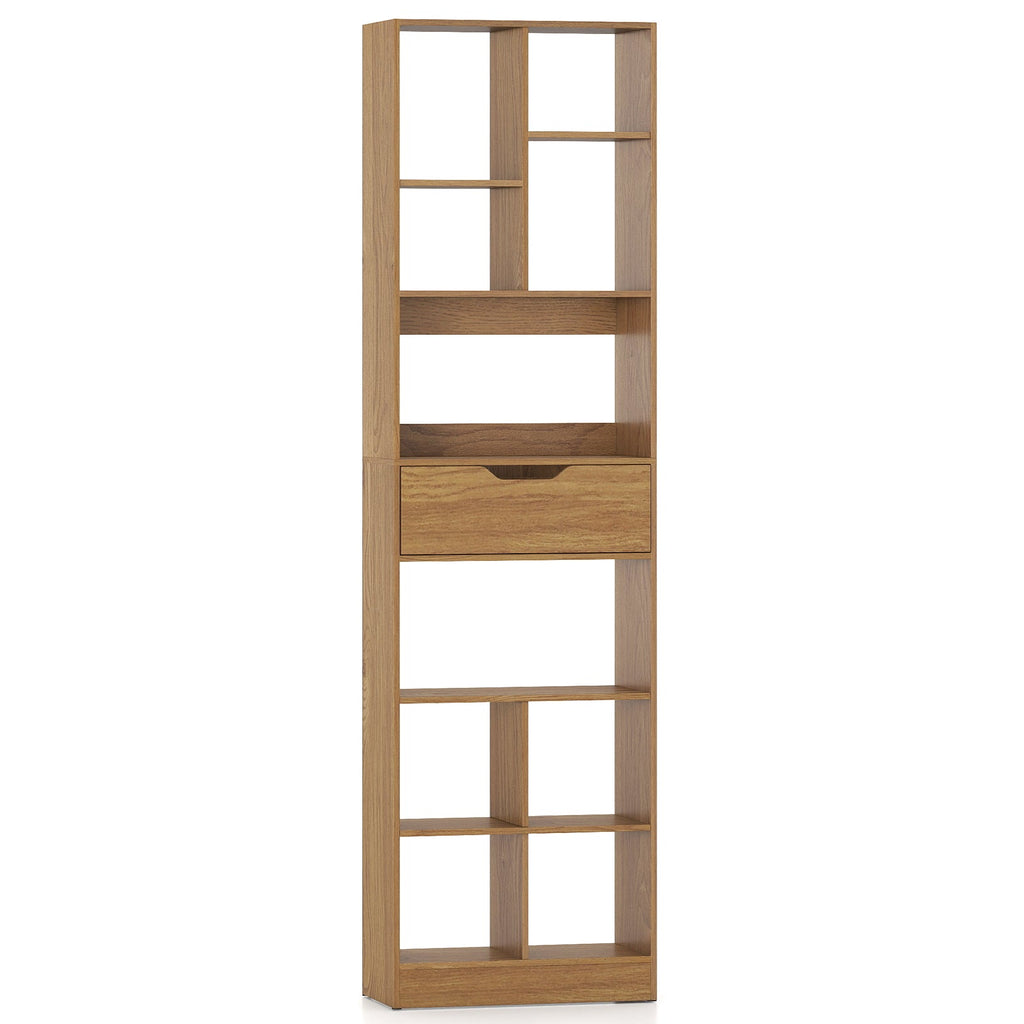 71inch Tall Freestanding Bookcase with Drawer 10-Cube Storage Organizer