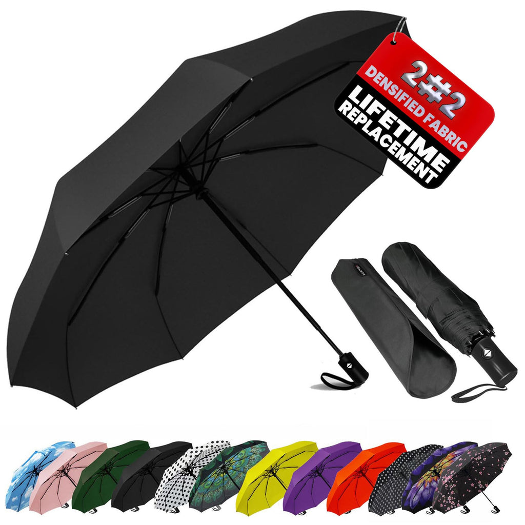 SIEPASA Windproof Travel Umbrella - Automatic Compact Folding Umbrella for Rain, Small Portable Windproof Umbrellas for Men Women and Teenagers (Navy Blue)