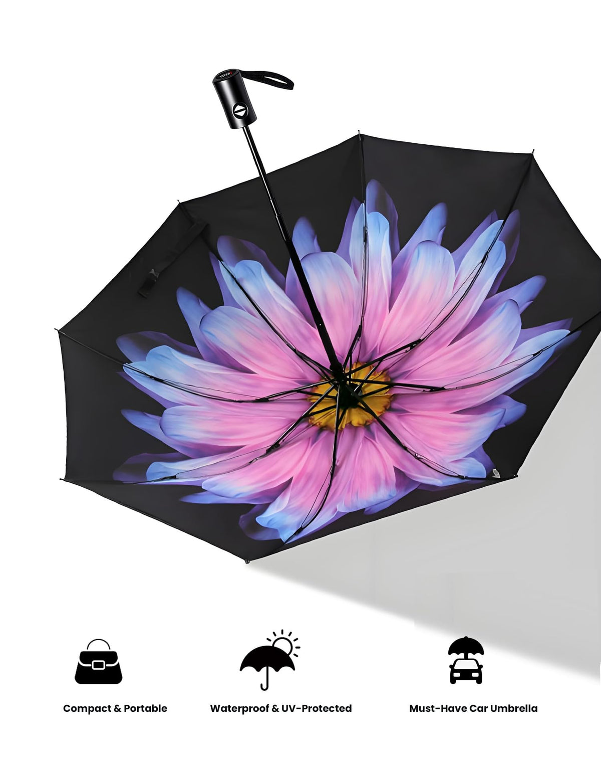 SIEPASA Windproof Travel Umbrella - Automatic Compact Folding Umbrella for Rain, Small Portable Windproof Umbrellas for Men Women and Teenagers (Navy Blue)