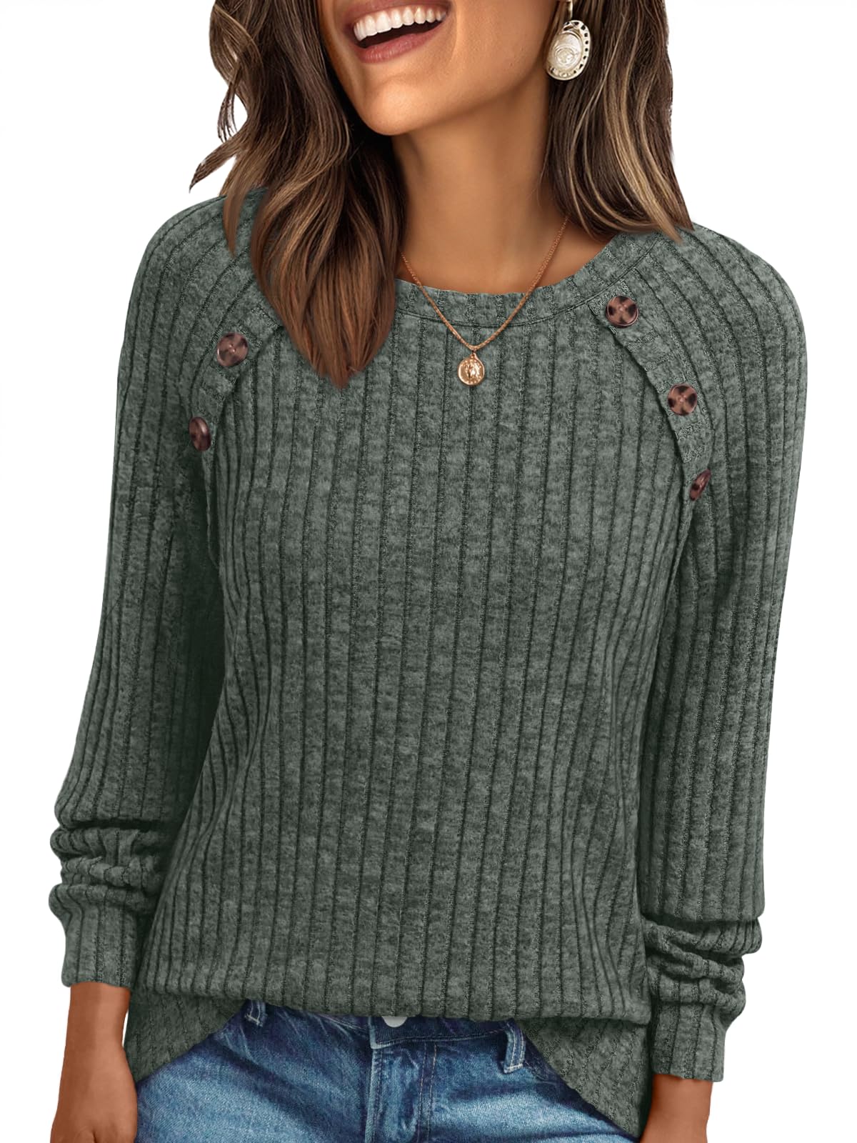 AUTOMET Womens Long Sleeve Shirts Fall Sweaters Business Casual Tops Blouse