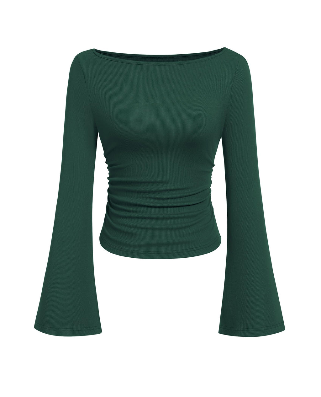 PRETTYGARDEN Womens Bell Long Sleeve Ribbed Knit Tops