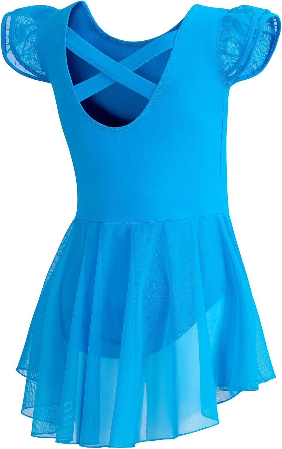 DIPUG Ballet Leotards for Girls Ballet Leotard with Skirt Toddler Dance Leotards Flutter Sleeve and Criss-Cross Back